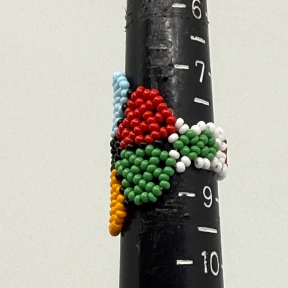 Artisanal Hand Made Colorful Beaded Floral Ring